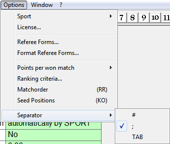 Options => Separator